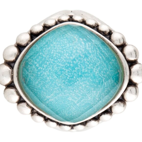 LAGOS TURQUOISE & QUARTZ STERLING SILVER COCKTAIL RING - Picture 3 of 6